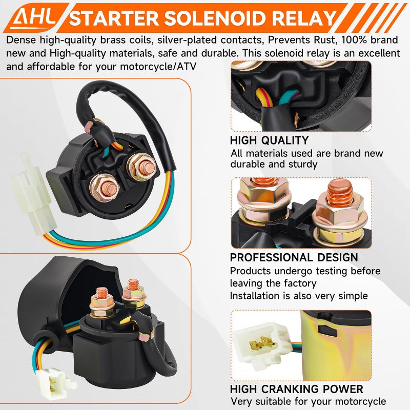 AHL Starter Solenoid Relay for 4-Stroke GY6 Engine 50cc 70cc 90cc 100cc 150cc 200cc 250cc ATV Dirt Bikes Scooters Go Kart Dne Buggys Quad 4 Wheelers Pit Bike Moped Roketa SSR Taotao Sunl Coolster - Image 2